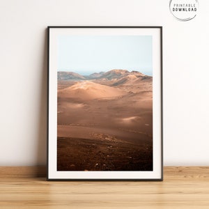 Lanzarote printable wall art, Canary Islands, Timanfaya national park photo, Travel poster, Volcanic landscape, Spain print, adventure art