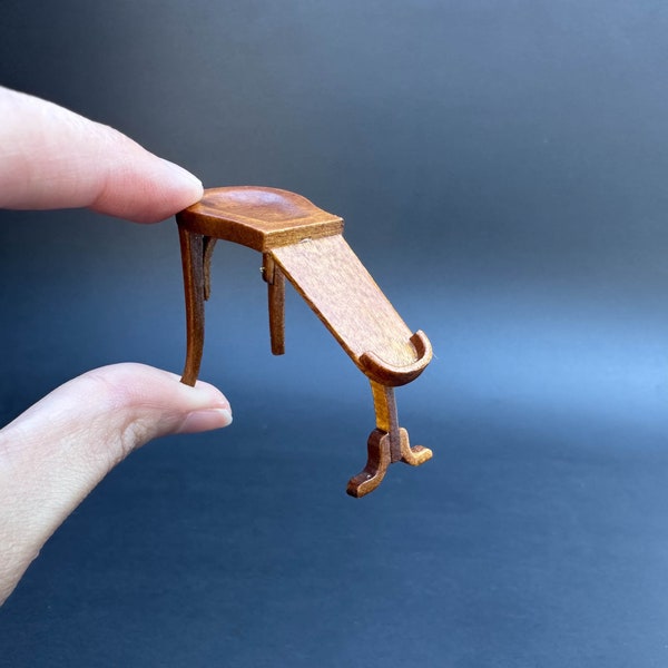 Thonet bentwood Salesman Sizing Fitting Stool Miniature 1:12 scale  1925 Walnut Bench Foot Rest chair for dollhouse shoe shoes feetV4081WN