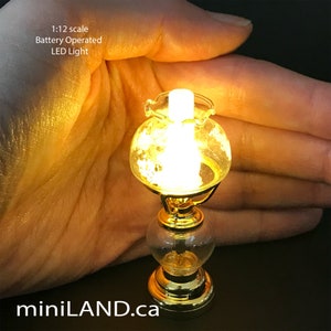 Standing oil lamp light floral glass lampshade on-off switch for 1:12 dollhouse miniature decorated antique FA051115