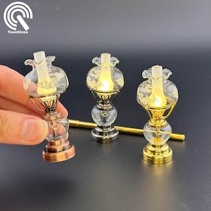 WAND Miniatur Touchless Betrieb 1:12 stehende Öl Lampe Licht Puppenhaus No-Touch No-Schalter Stick Tischplatte / Hängeglas Lampenschirm