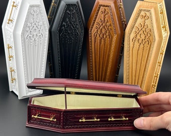 Wood Coffin Miniature for Halloween Dollhouse Mini 1:12 scale fits Heidi Ott Dolls funeral Gothic Burial Casket V9900