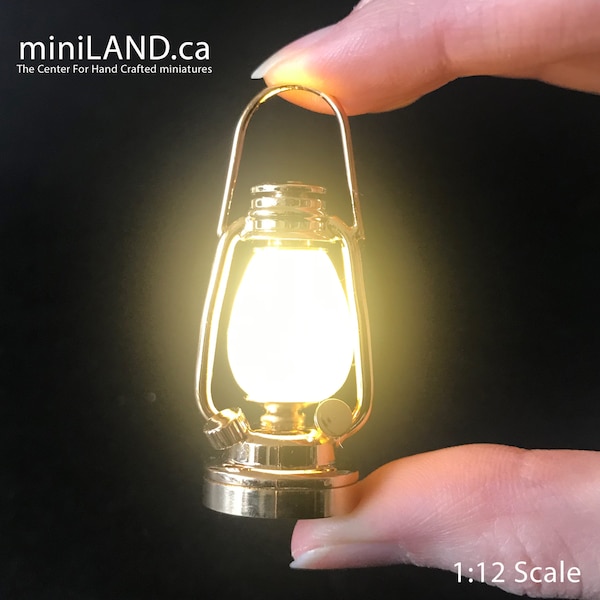 1/6 1:6 Lamp light Super Bright battery operated LED oil lamp Dollhouse miniature lantern with handle