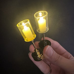 Standing candle table lamp candlestick  Super bright  with on/off switch for 1:12 scale dollhouse miniatures