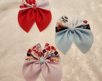 Valentine Hairbows, Heart Hairbows, Hair Clips, Little Girl Hairbows, Candy Hearts