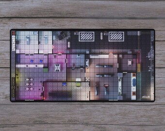 GunCraze Cyberpunk Storefront Tabletop Battle Mat | 31.5 x 15.5 in | Miniatures and RPG Gaming