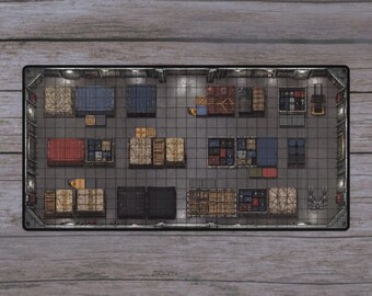 GunCraze Cargo Compartment / Warehouse Tabletop Battle Mat | 31.5 x 15.5 in | Miniatures and RPG Gaming