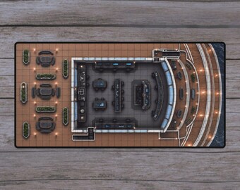 GunCraze Cyberpunk Ships Bridge Tabletop Battle Mat | 31.5 x 15.5 in | Miniatures and RPG Gaming