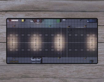 GunCraze Cyberpunk Streets Tabletop Battle Mat | 31.5 x 15.5 in | Miniatures and RPG Gaming