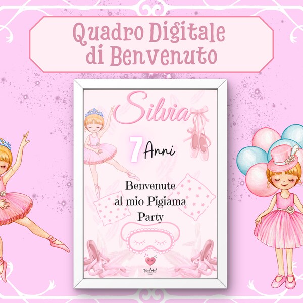Ballerina themed digital welcome board. Welcome to my birthday party. Printable. Digital art. Communion, confirmation, baptism, sleepover