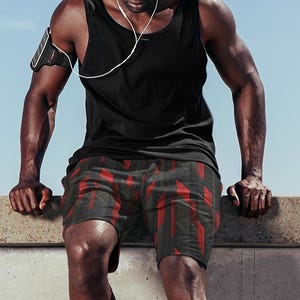 Fitness Running Shorts for Men, Mens Gym Activewear, Abstract Printed Crossfit Shorts, Lightweight Workout Shorts, Quick Dry Training Shorts
