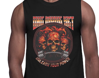 Men's 'One More Set' Muscle Tank Top, Gym Workout Sleeveless Tee
