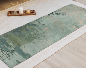 Japanese Pond Yoga Mat, Lotus Lily Pad Design, Eco-Friendly Workout Mat