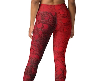 Gothic Lace High Waisted Leggings, Goth Workout Tights