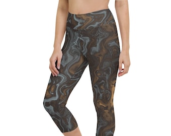 Storm Weave Capri Leggings, Spandex Yoga Pants, High Waisted