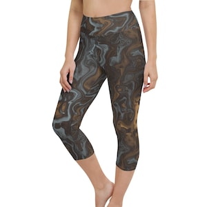 Storm Weave Spandex Hippie Capri Leggings, Microfiber Capri Leggings, BoHo Pants, Buttery Soft Yoga Capri, Stylish Fitness Capri Leggings
