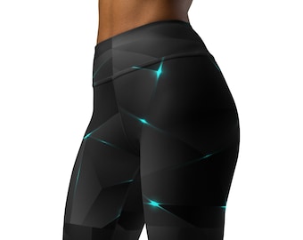 Cosmic Black ButterySoft Yoga Fitness Leggings for Women with Pocket, Highwaisted Workout Sport Tights, Gym Mom Pants, Festival Fun Leggings