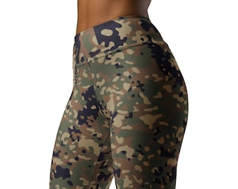 Forest Green Printed Camouflage Ultra Comfortable Spandex and Polyester Leggings with Pocket, Military Style Yoga Legging, Girls Camo Tights