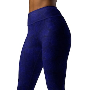 All-Over-Print Tiktok Comfortable Fitness Leggings, Plus Size Soft Gym Activewear, High Waisted Stretchy Yoga Aerobic Leggings, Blue Tights