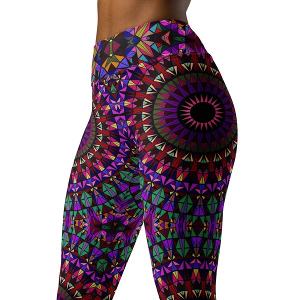 Mandala Artwear Leggings, Boho Hippie Yoga Leggings, Highwaited AOP Leggings, Plus Size, Skin Tight Stretchy Pattern Tights for Women