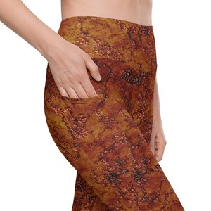 Copper Stone High Waist Girls Active Yoga Leggings, Women&#39;s Stylish Tights with Pockets, Fitness Gym Leggings, Yoga Clothes, Modern Leggings