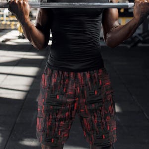 Handmade Cyber Blaze Gym Shorts: Men&#39;s Bodybuilding Sportswear