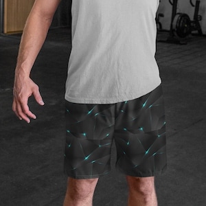 Azure Stride Soft Gym Shorts for Men, Mens Bodybuilding Apparel, Unique Crossfit Shorts, Workout Activewear, Moisture Wicking Casual Shorts
