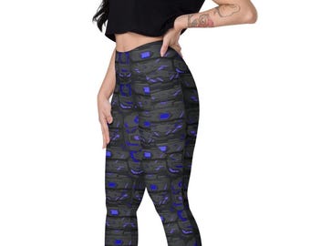 Neo Blue Armor Leggings: High-Waisted Compression Fit - Women's Activewear