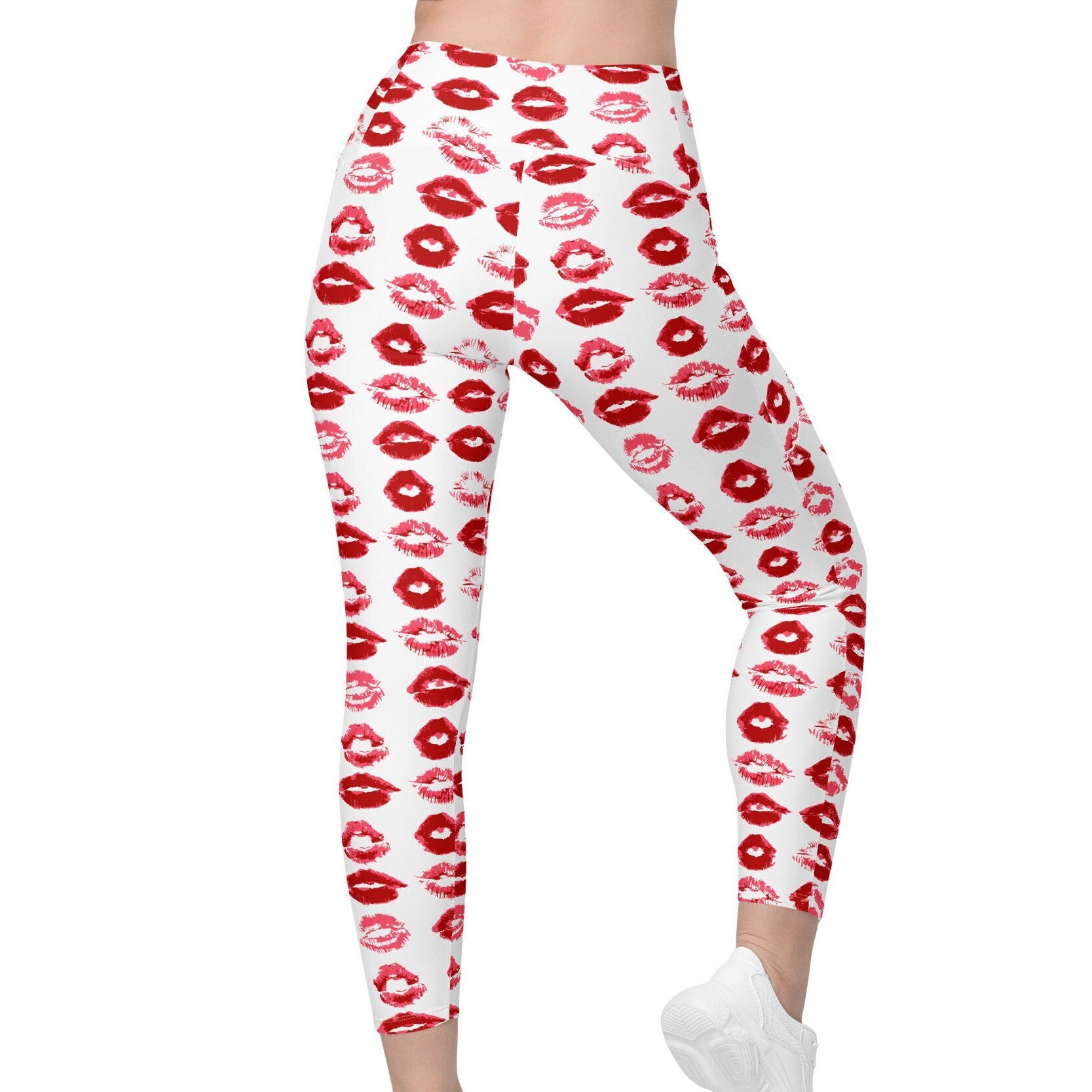 Womens Heart To Heart Valentine Plus Size Leggings XL, 1X, 2X