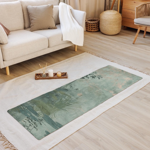 Elegant Japanese Pond Yoga Mat, Nature-Inspired Lotus & Lily Pad Design, Soft Non-Slip Eco-Friendly Workout Mat for Yoga, Zen Meditation Mat