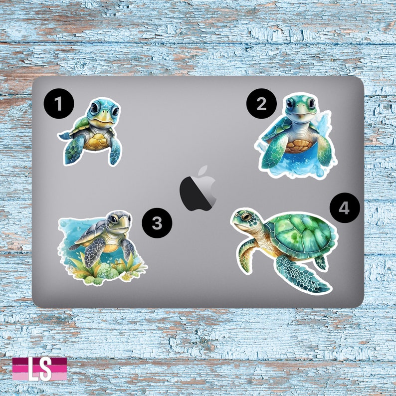 Sea Turtle Vinyl Sticker, Turtle Laptop Decals, Beach Turtle Stickers ...