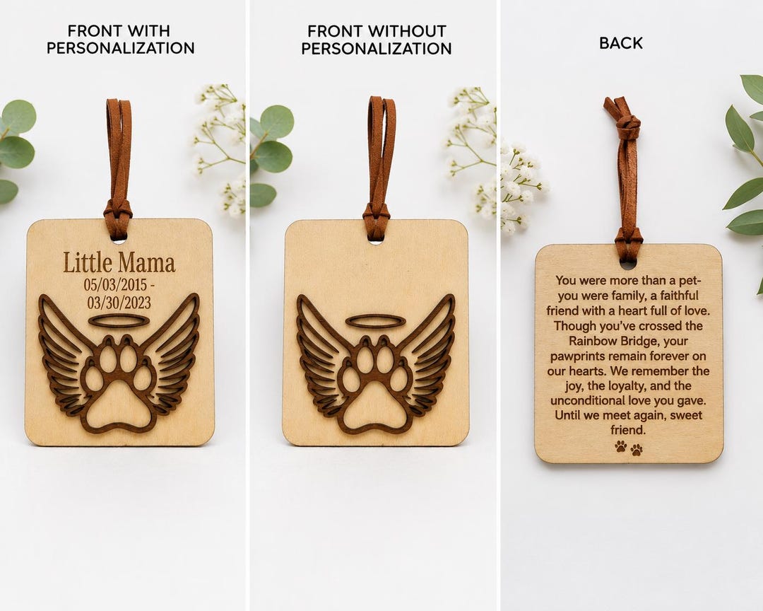 Personalized Dog Memorial Ornament | Paw Angel Wings Keepsake - Etsy