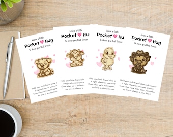 Zakknuffel boerderijdieren: houten aandenken, aanmoedigingscadeau voor kinderen (set van 2)