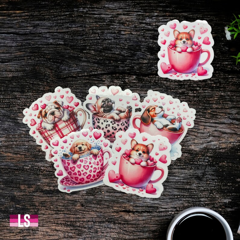 Valentine Vinyl Sticker, Cute Laptop Decals, Love Stickers, Bulldog