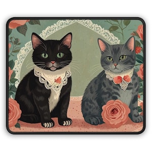 Cute Cat Mouse Pad | Cat Lover Gift | Gaming Mouse Pad with Funny Cat Faces | Desk Decor for Cat Moms | Cute Office Accessories