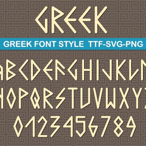 Grieks lettertype Oud Griekenland lettertype Oude lettertypestijlen Griekse letters Lettertype Grieks alfabet Griekse stijl lettertype Oud Latijns lettertype Grieks Cricut lettertype