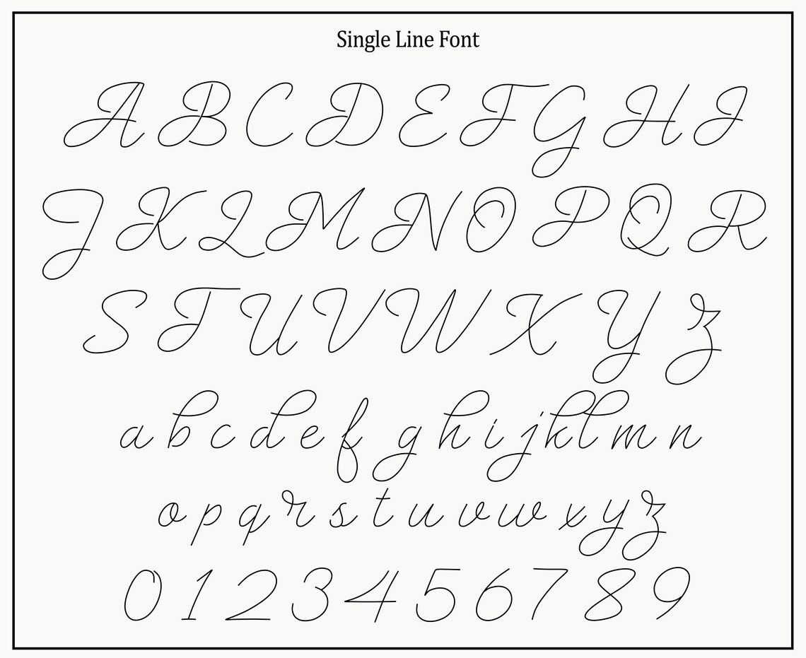 Single Line Font Cursive One Line Font Stroke Font Laser Font Engraving ...