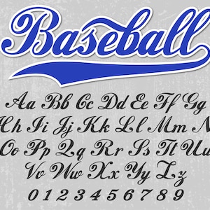 Carattere di baseball Script di baseball Carattere di baseball con code Carattere di baseball corsivo Carattere di softball Carattere di code di testo Carattere di baseball con Swoosh