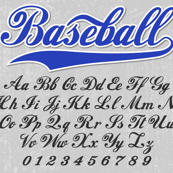 Baseball Font Baseball Script Baseball Font With Tails Baseball Cursive Font Softball Font Text Tails Font Baseball Font With Swoosh