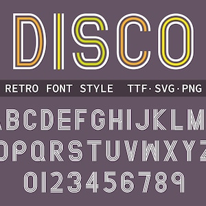 Disco Font Retro Disco Font Funky Disco Font 70s Disco Font 80s Disco Font Lines Font Lined Font Vintage Font Font With Line Through It
