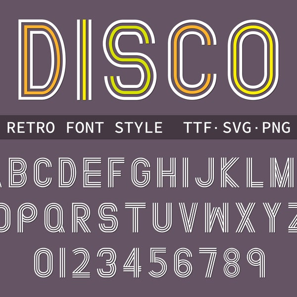 Disco Font Retro Disco Font Funky Disco Font 70s Disco Font 80s Disco Font Lines Font Lined Font Vintage Font Font With Line Through It