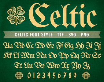 Fuente celta Fuente irlandesa Fuente gaélica Fuente de tatuaje Letras celtas Alfabeto de fuente celta Estilos de fuente celta Letras gaélicas Letras irlandesas