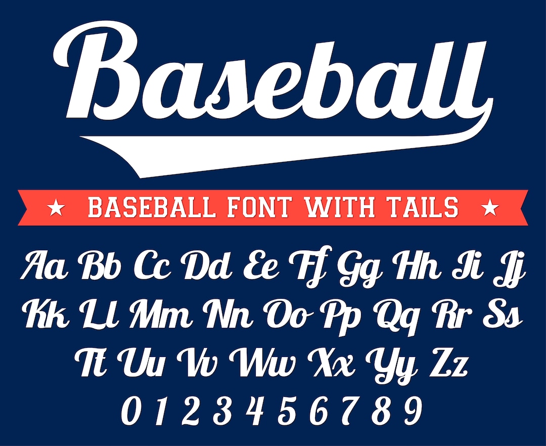 Baseball Font With Tails Baseball Script Baseball Font Baseball Cursive