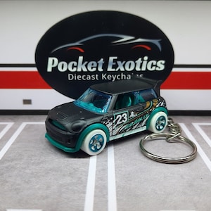 Mini Cooper Keychain or Christmas Ornament Rally Racing, Hot Wheels Keychain