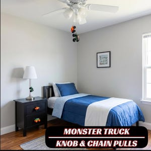 Monster Truck Drawer Knob & Fan Pull: Monster Jam Kids Room Decor Furniture Handle