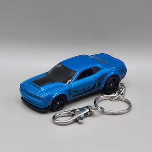 Dodge Challenger Keychain, Blue SRT Demon Diecast Hot Wheels Bag Charm Gift