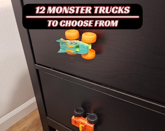 モンスタートラックの引き出しノブ：モンスタージャムの子供部屋の装飾用家具ハンドル