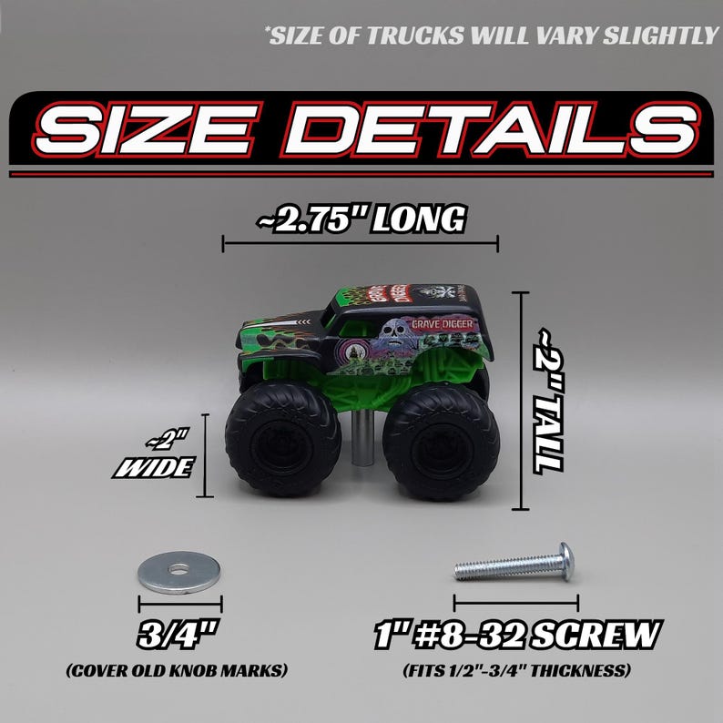 Monster Truck Drawer Knob: Monster Jam Kids Room Decor Furniture Handle image 3