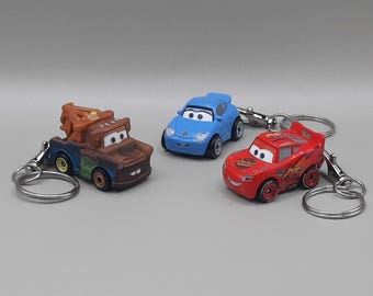 Mini CARS Family Keychains in Gift Box (3 Pack), Couples Lightning McQueen, Sally & Mater