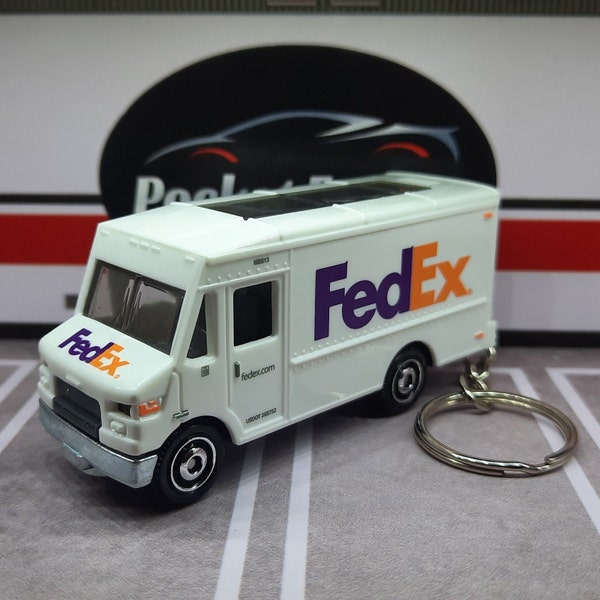 Fedex Box Delivery Truck Ornament or Keychain. Matchbox Diecast Collectible Automotive Handcrafted Car Keyring Gift Stickers