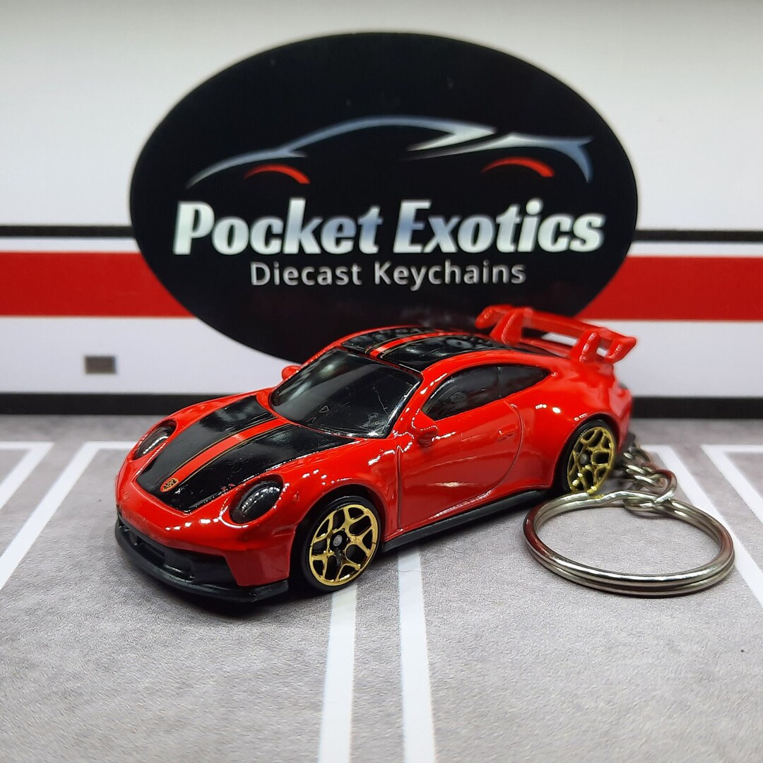 Porsche 911 GT3 Keychain or Ornament, Red Hot Wheels Diecast Collectible Automotive Handcrafted ...